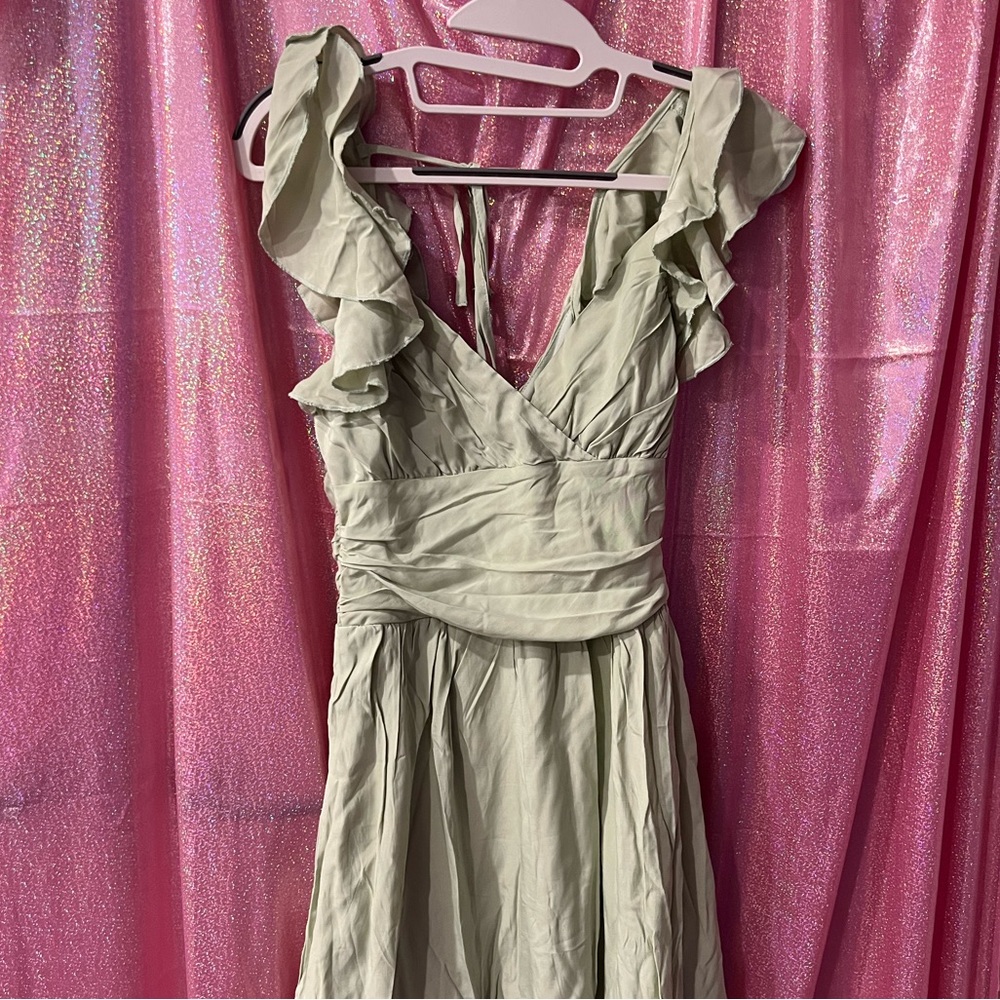green flowy dress